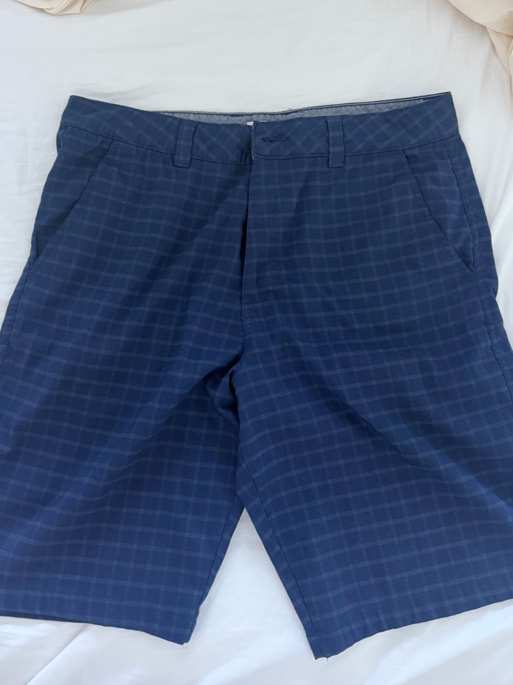 Hang Ten Navy Plaid Flat-Front Shorts